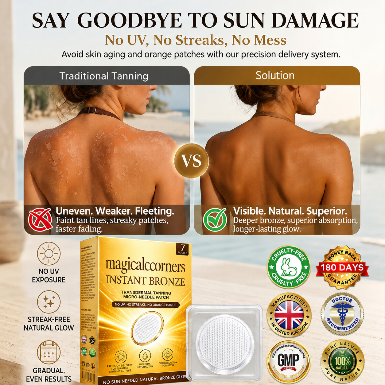 𝑶𝒇𝒇𝒊𝒄𝒊𝒂𝒍 𝑺𝒕𝒐𝒓𝒆 | ☀️𝐒𝐮𝐧𝐥𝐞𝐬𝐬 𝐈𝐧𝐬𝐭𝐚𝐧𝐭 𝐁𝐫𝐨𝐧𝐳𝐞 𝐓𝐚𝐧𝐧𝐢𝐧𝐠 𝐌𝐢𝐜𝐫𝐨𝐧𝐞𝐞𝐝𝐥𝐞 𝐏𝐚𝐭𝐜𝐡 🇬🇧 (𝐉𝐮𝐬𝐭 𝐨𝐧𝐜𝐞 𝐚 𝐝𝐚𝐲) 𝐕𝐢𝐬𝐢𝐛𝐥𝐞 𝐁𝐫𝐨𝐧𝐳𝐞 𝐆𝐥𝐨𝐰 𝐢𝐧 𝟕 𝐃𝐚𝐲𝐬 ✅ 𝐍𝐨 𝐔𝐕, 𝐍𝐨 𝐎𝐫𝐚𝐧𝐠𝐞, 𝐍𝐨 𝐒𝐭𝐫𝐞𝐚𝐤𝐬, 𝐍𝐨 𝐃𝐇𝐀, 𝐍𝐨 𝐌𝐞𝐬𝐬.✨