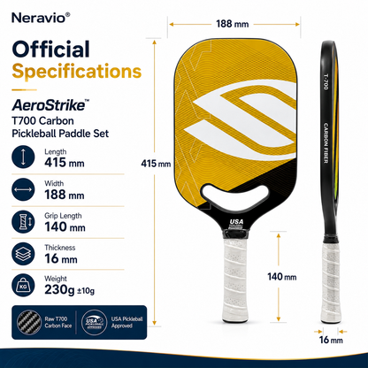 Neravio AeroStrike™ 16MM T700 Carbon Pickleball Paddle