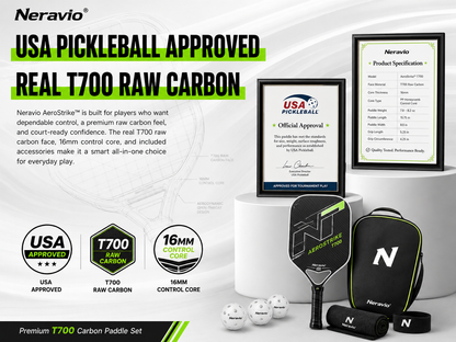 Neravio AeroStrike™ 16MM T700 Carbon Pickleball Paddle