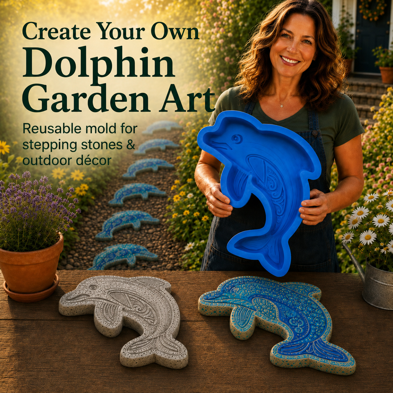 💥 Last-Day Sale - Reusable Ocean Garden Art Mold – DIY Stepping Stones🌊