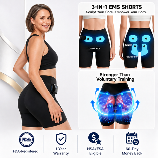 Neravio 3-Zone EMS Toning Shorts: Targeted Abdomen, Glutes & Pelvic Floor Support