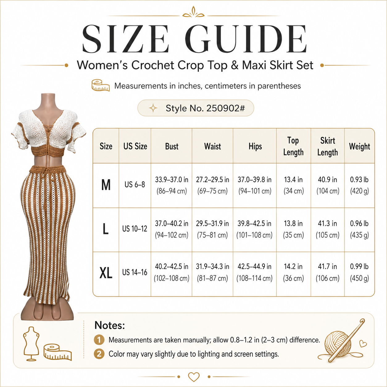 NERAVIO™ Isla Crochet Maxi Set – Women’s Crochet Crop Top & Maxi Skirt Set