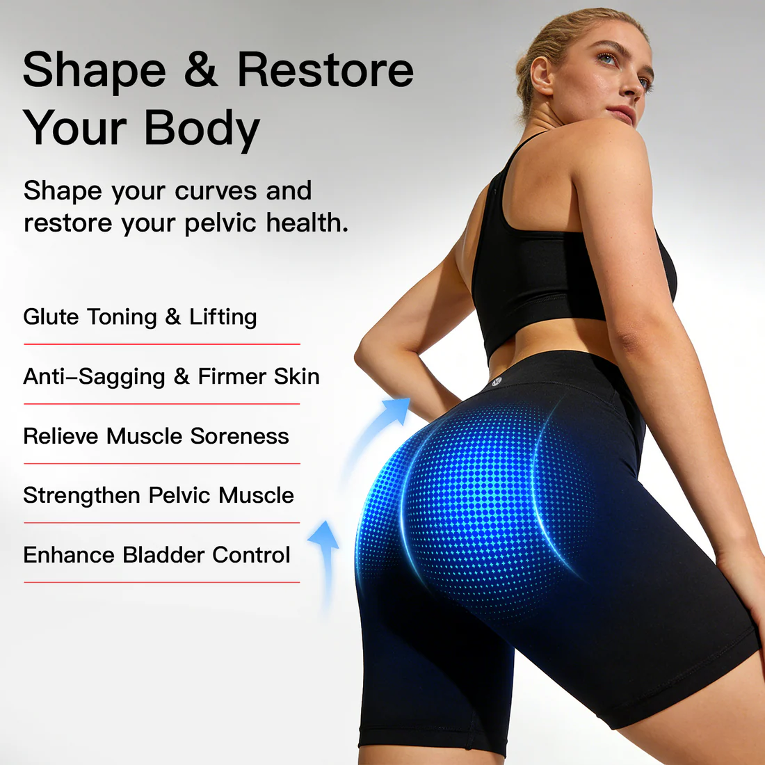 Neravio 3-Zone EMS Toning Shorts: Targeted Abdomen, Glutes & Pelvic Floor Support