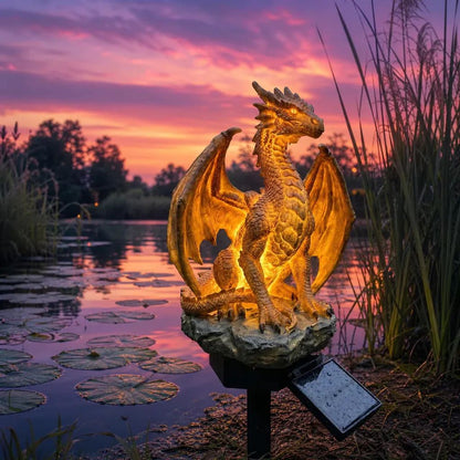 💥LAST DAY 55% OFF🐉✨Solar Dragon Garden Statue Light – Golden Ember Fantasy Outdoor Decor