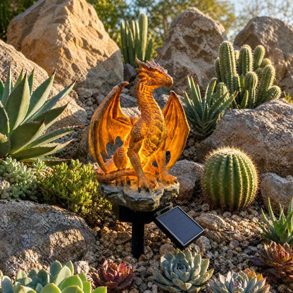 💥LAST DAY 55% OFF🐉✨Solar Dragon Garden Statue Light – Golden Ember Fantasy Outdoor Decor
