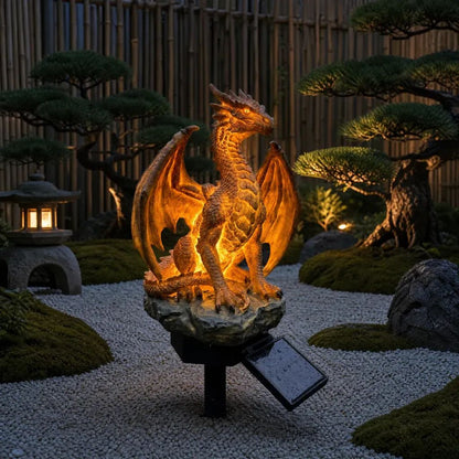 💥LAST DAY 55% OFF🐉✨Solar Dragon Garden Statue Light – Golden Ember Fantasy Outdoor Decor