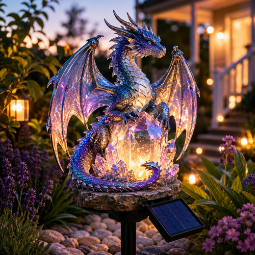 💥LAST DAY 55% OFF🐉 Amethyst Crystal Dragon✨️Solar Dragon Crystal Garden Light