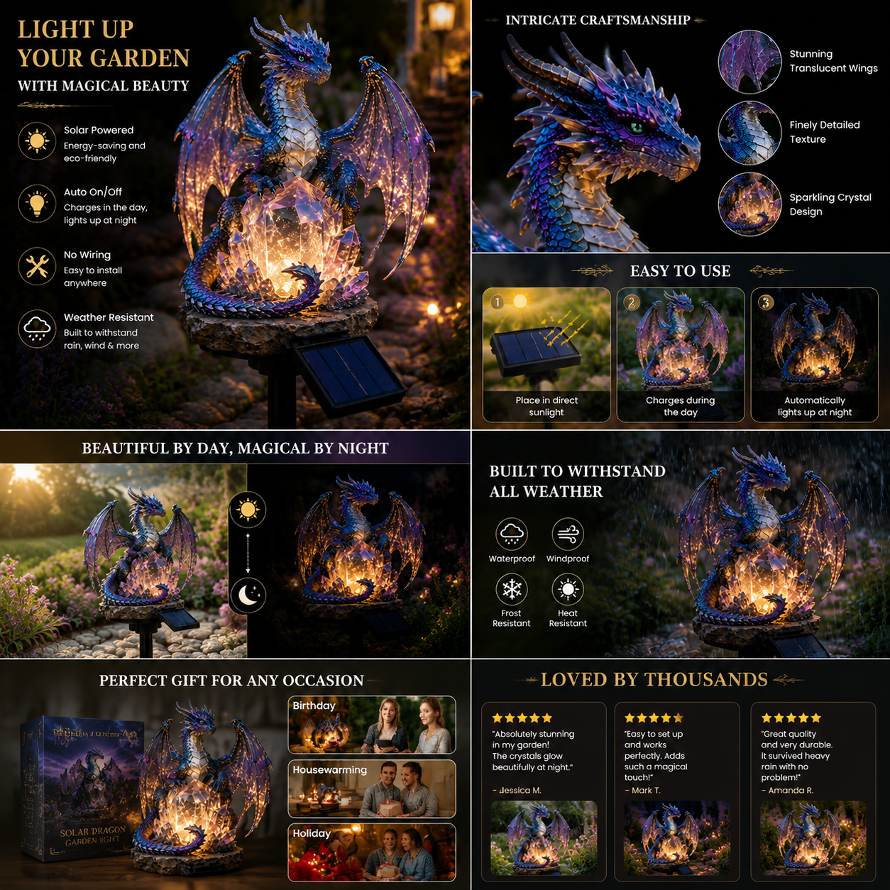 💥LAST DAY 55% OFF🐉 Amethyst Crystal Dragon✨️Solar Dragon Crystal Garden Light