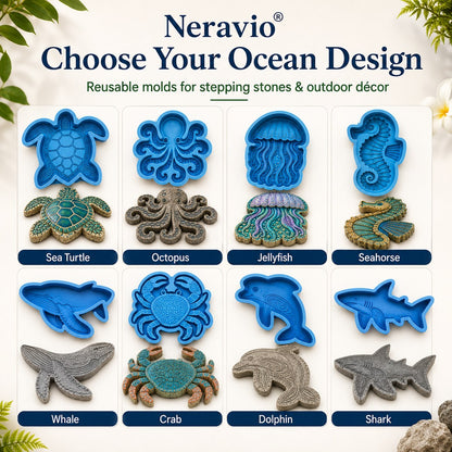 💥 Last-Day Sale - Reusable Ocean Garden Art Mold – DIY Stepping Stones🌊