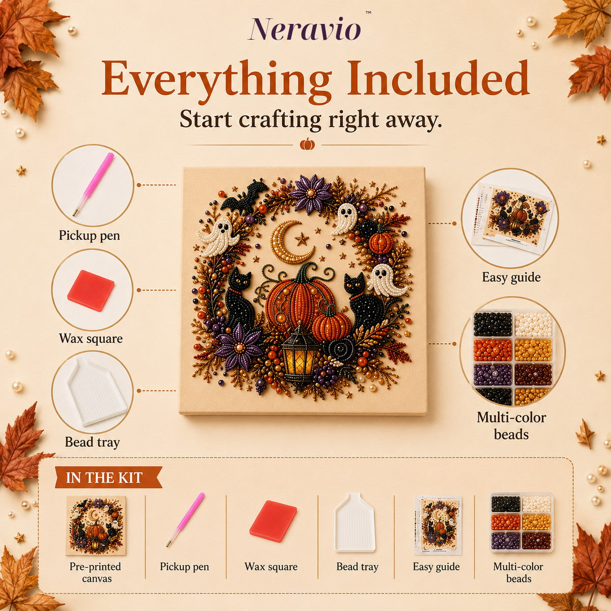 Neravio® Spooky Pearl Art DIY Kit – Halloween 3D Craft & Décor