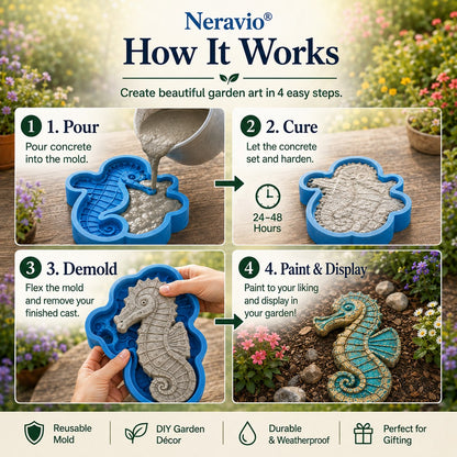 💥 Last-Day Sale - Reusable Ocean Garden Art Mold – DIY Stepping Stones🌊