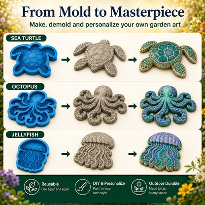 💥 Last-Day Sale - Reusable Ocean Garden Art Mold – DIY Stepping Stones🌊