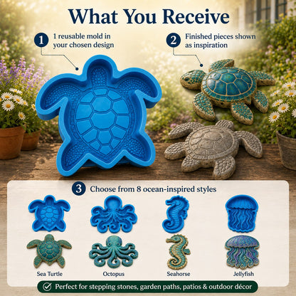 💥 Last-Day Sale - Reusable Ocean Garden Art Mold – DIY Stepping Stones🌊
