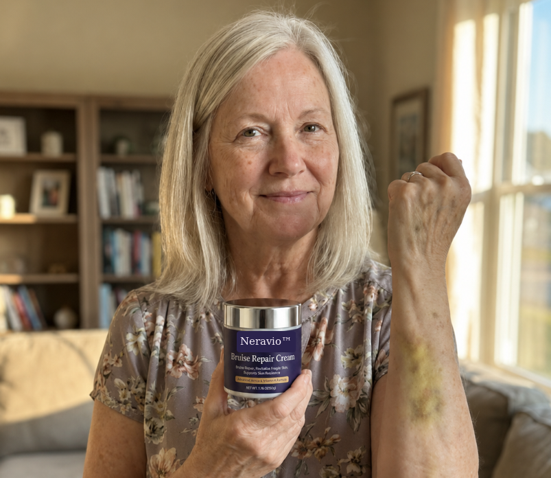 Customer holding Neravio™ Bruise Repair Cream
