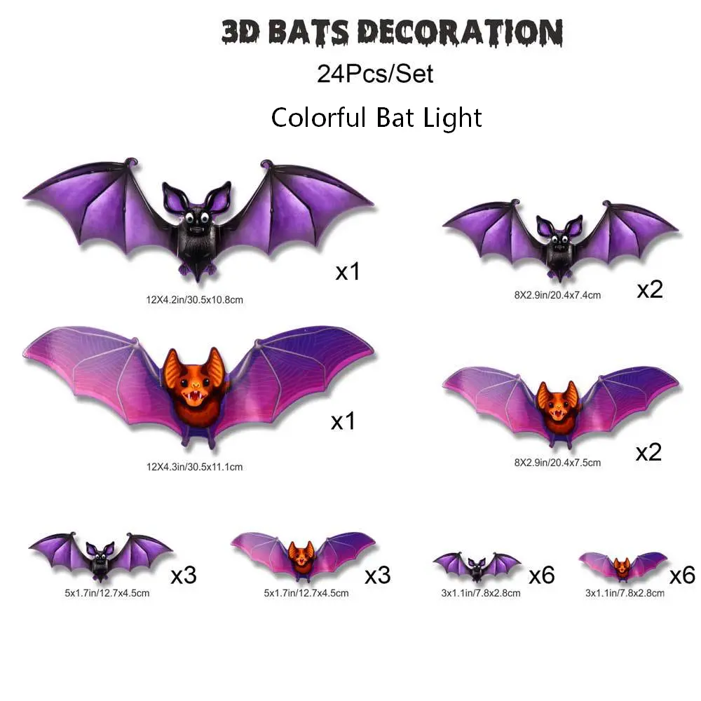 🦇Halloween LED Flying Bat Decorations - Glowing 3D Bat Wall Decor for Porch,Window, Door, Garage &Party Backdrop